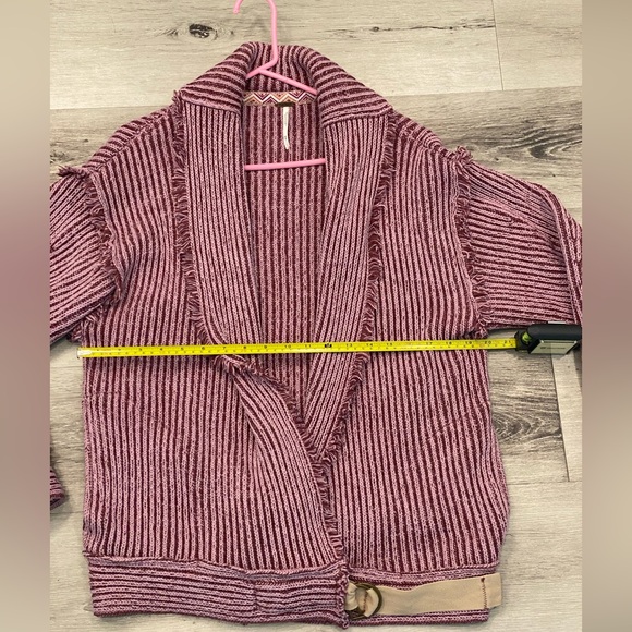 FREE PEOPLE Fringe Cardigan Sweater Women’s Size:Medium Color: Maroon/Pink EUC - Picture 4 of 7